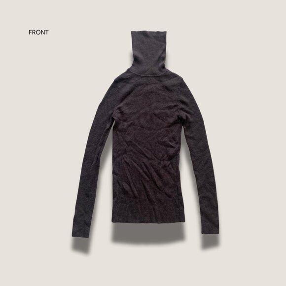 Chocolate Brown Ribbed Turtleneck - Picture 3 of 4